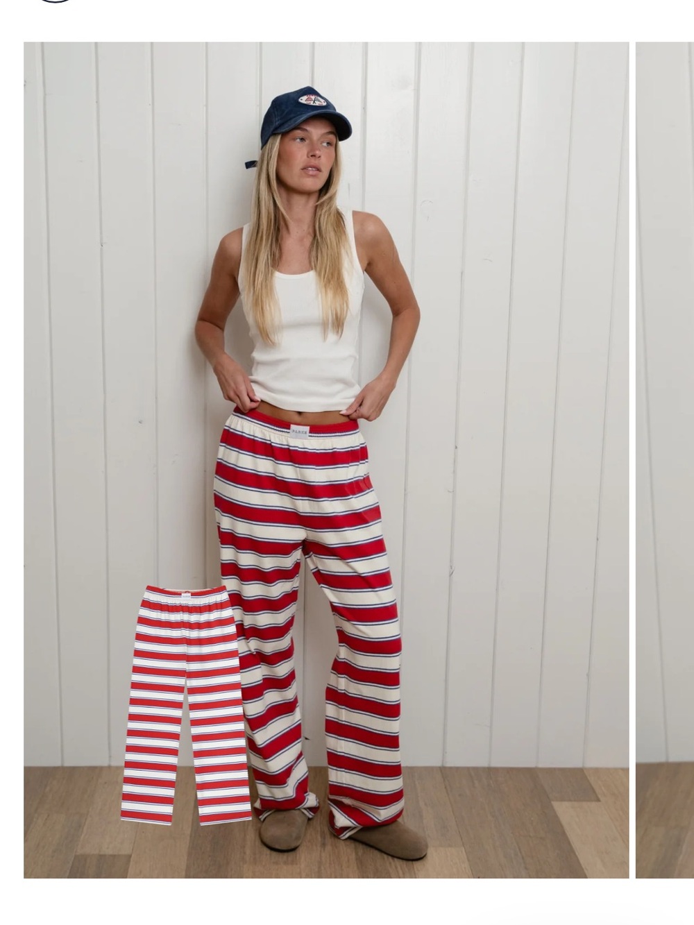 Striped Red & White Wide-Leg Lounge Pants Parke